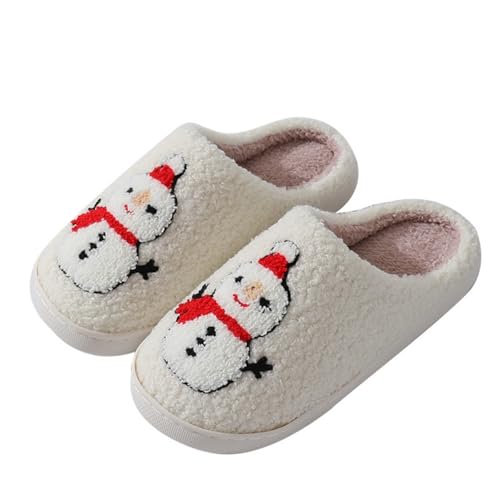 Filzpantoffeln Damen Herren Winter Warm Rutschfeste Slippers Weihnachten Hausschuhe Schneemann Pantoffeln Bequem Weiche Hausschlappen Hüttenschuhe Flauschige Hauspantoffeln für Weihnachts von Generic