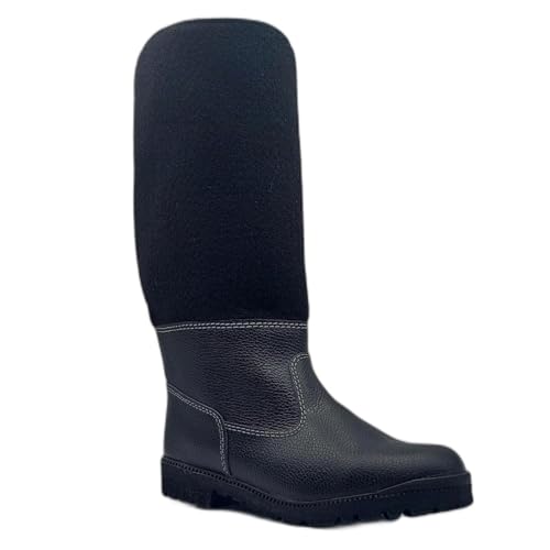 Filzstiefel in Gr. 42, warme und rutschfeste Leder-Stiefel mit Woll-Filz und Thermosohle von Generic