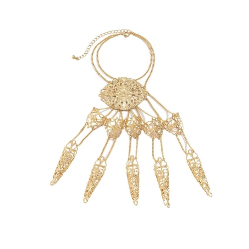 Fingerkrallenarmband aus Metall – Halloween-Armbänder für Damen, verstellbare Handkette für die Spitze der Halloween-Nägel | Gothic-Armbänder für Frauen, Punk-Schmuck für Rollenspiele, C von Generic