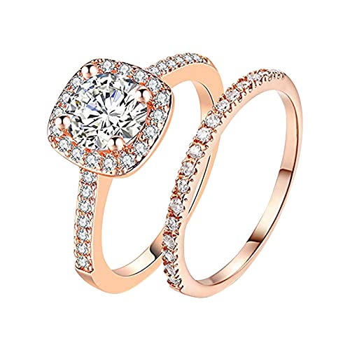 Fingerringe Strass Legierung Ring Geschenk 611 Herren Paare Schmuckgröße Frauen Ringe Erdringe, rose gold, 7 von Generic