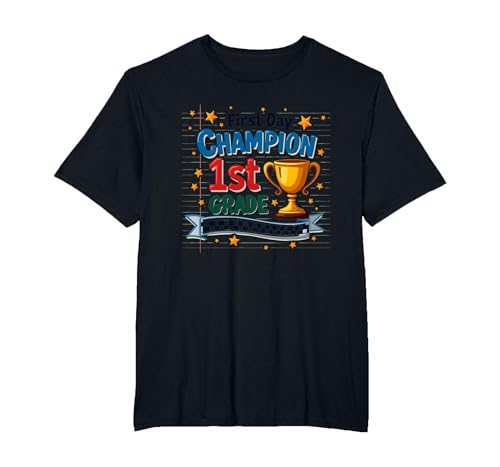 First Day Champion 1. Klasse Star Student Trophäe T-Shirt, Herren Große Größen, Schwarz, 5X Tall von Generic