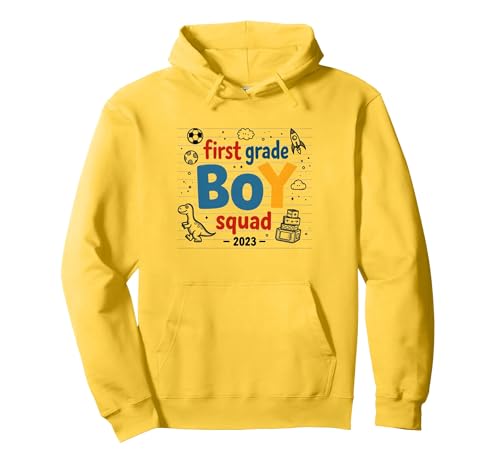 First Grade Boy Squad 2023 Abenteuerspaß Pullover Hoodie, Unisex für Erwachsene, Gelb, M von Generic