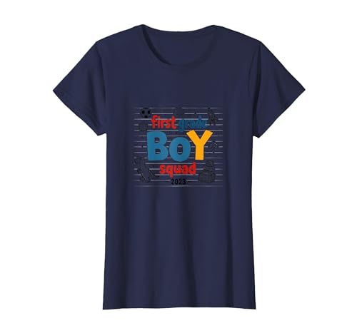 First Grade Boy Squad 2023 Abenteuerspaß T-Shirt, Damen, Marineblau, XS von Generic
