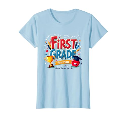 First Grade First Place 1st Grade Boy Achievement Trophäe T-Shirt, Damen, Himmelblau, S First Grade First Place 1st Grade Boy Achievement Trophäe T-Shirt, Damen, Himmelblau, S von Generic
