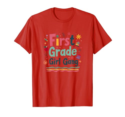 First Grade Girl Gang: Farbenfrohes Schulabenteuerteam T-Shirt, Herren, Rot, 3XL von Generic