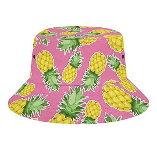 Fischerhüte Ananas-Druck 5 Adumbral Hut Verpackbar Angler Hut Komfortables Strandhut Für Herren, Wandern, Damen von Generic