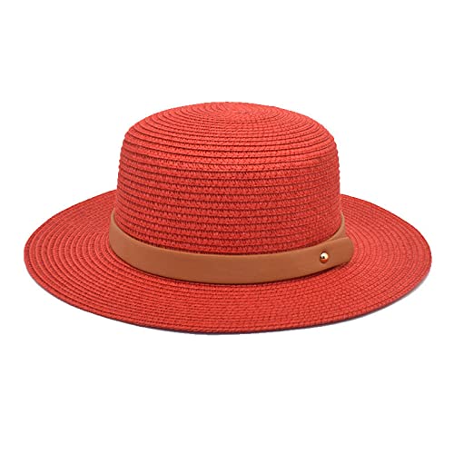 Fischerhut Erdbeeren Unisex-Retro-Western-Cowboy-Reithut für Erwachsene, Ledergürtel, breite Kappe, Strohhut (Red, One Size) von Generic