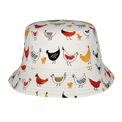 Fischerkappe Huhn Kleines Muster Schwarz Fishermütze Doppelseitig Fischerhut Verpackbar Anglerhut Hut Für Damen, Herren, Sommer von Generic