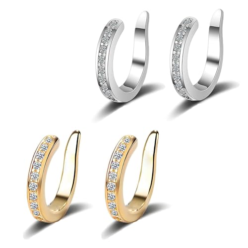 Fixura Ear Clips - Gold Plated Non-Pierced Ear Cuffs, Adjustable Comfort Fit, Minimalist Cartilage Earrings for Women, Daily Wear (Silver+Glod*2) von Generic