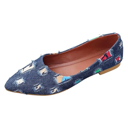 Flache Ballerinas Damen Spitze Zehe Klassische Bequem Ballerina Halbschuhe Freizeitschuhe Niedriger Keil Denimimitat Flache Walking Kleid Schuhe Mokassins Damen Ballettschuhe Flache Ballerinas Damen Spitze Zehe Klassische Bequem Ballerina Halbschuhe Freizeitschuhe Niedriger Keil Denimimitat Flache Walking Kleid Schuhe Mokassins Damen Ballettschuhe von Generic