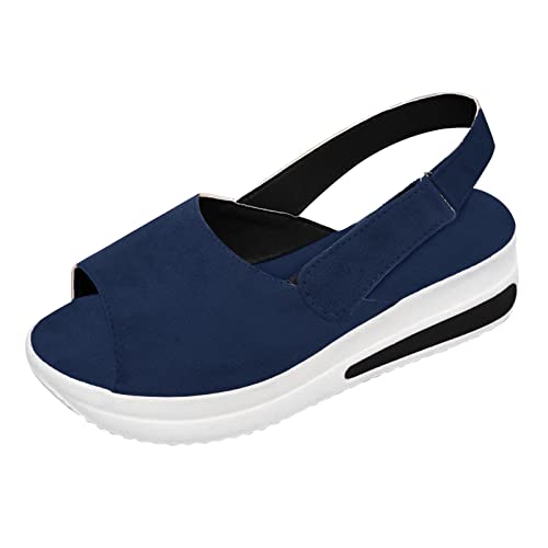 Flache Damenschuhe PU Leder Slipper lässige Keilabsatz Sandalen Sport Plattformen lässige Damen Mode Zehen Strandschuhe Damen Freizeitschuhe Bequeme Wander Bootsschuhe Walkingschuhe von Generic