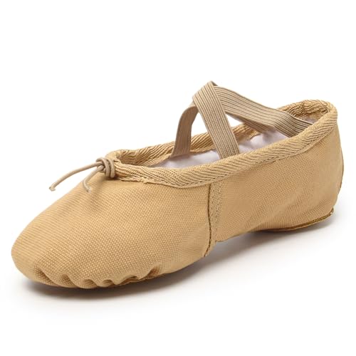 Flache Mädchen Ballettschuhe Canvas Schwarz Weiche Bauch Gym Yoga Praxis Tanz Kinder Frau Hausschuhe(Sky Blue,25 (17cm)) von Generic