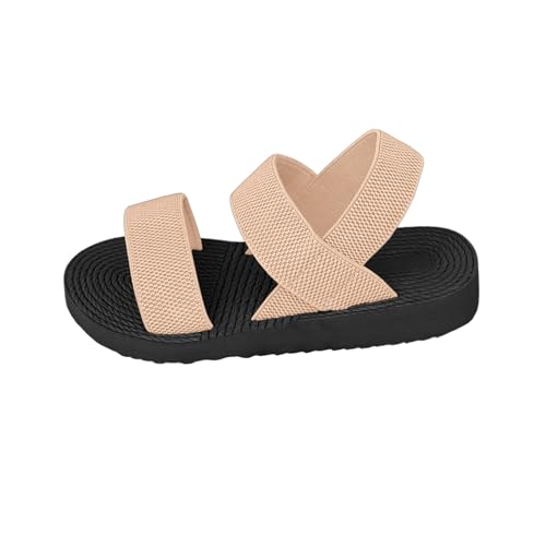 Flache Sandalen Damen Sommer - Offene Schuhe Schicke Bequem Latschen Breite Füße Sommerschuhe Sandaletten mit Elastischen Riemen Outdoor Sport Plateau Sandals von Generic