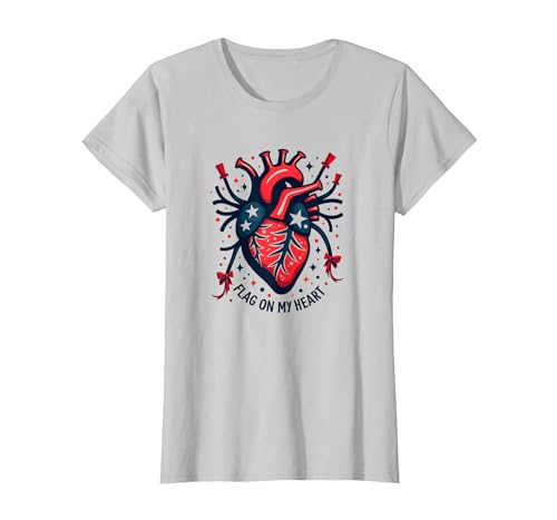 Flagge auf Meinem Herzen T-Shirt, Damen, Silber, S Flagge auf Meinem Herzen T-Shirt, Damen, Silber, S von Generic