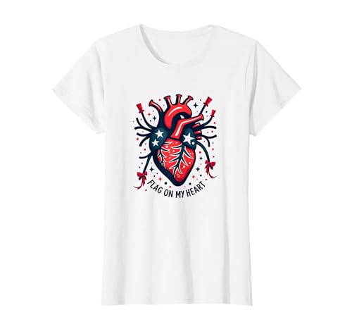 Flagge auf Meinem Herzen T-Shirt, Damen, Weiß, XS von Generic