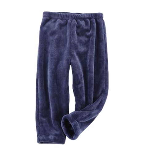 Flanell Jungen Schlafanzughose Lang, Fleece Lang Pyjamahose Mädchen, Einfarbig Kuschelig Plüschhose, Elastische Taille Baggy Hose Weich Bequem Thermohose Flauschig Winterhose Jogginghosen 1-12 Jahre von Generic