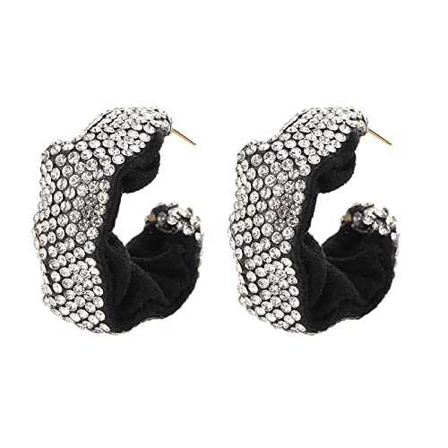 Flanell-Ohrringe mit plissiertem Blitz und Strass in C-Form für Frauen und Mädchen von Generic