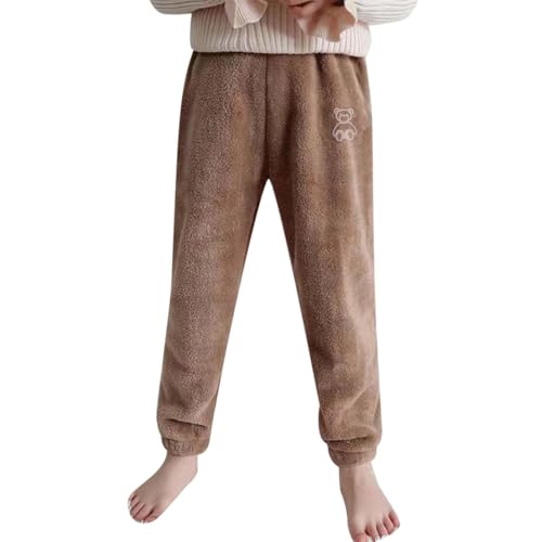 Flanell Pyjama Hose Kinder - Einfarbig Lang Fleece Schlafanzughose, Elastische Taille Kuschel Flauschig Schlafhose Weich Bequem Plüschhose Winterhose Herbst Winter Thermohose Hosen für Mädchen Jungen von Generic
