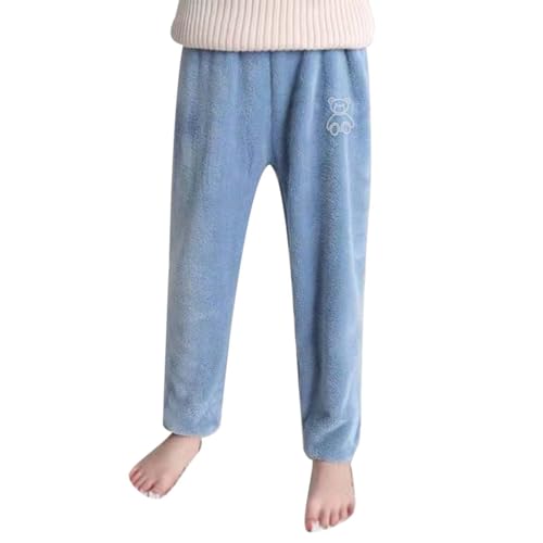 Flanell Pyjama Hose Kinder - Einfarbig Lang Fleece Schlafanzughose, Elastische Taille Kuschel Flauschig Schlafhose Weich Bequem Plüschhose Winterhose Herbst Winter Thermohose Hosen für Mädchen Jungen von Generic