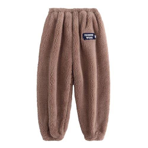 Flanell Schlafanzughose Mädchen Einfarbig Hausanzug Kinder Kuschelig Winterhose Thermohose Kinder Herbst Winter Warm Pyjamahose Plüschhose Elastische Taille Fleecehose Weich Bequem Jogginghosen von Generic