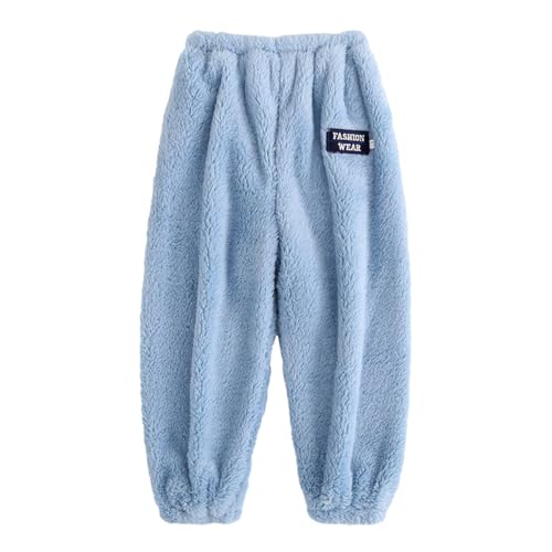 Flanell Schlafanzughose Mädchen Einfarbig Hausanzug Kinder Kuschelig Winterhose Thermohose Kinder Herbst Winter Warm Pyjamahose Plüschhose Elastische Taille Fleecehose Weich Bequem Jogginghosen von Generic