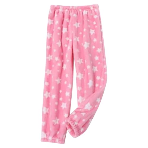 Flannel Schlafhose Mädchen lang mit Sternmuster - Weich Bequem Schlafanzughose für Mädchen Süß Fleece Pyjama Hose Elastische Taille Kuschelig Pyjamahose Plüschhose Baggy Hosen Jogginghosen 1-12 Jahre von Generic
