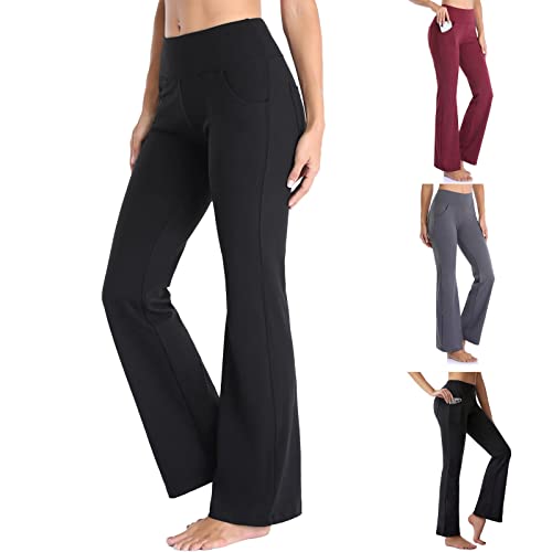 Flared Leggings Blickdicht, Bootcut Schlaghose Yogahose Damen Lang High Waist, Sporthose Damen Freizeithose für Office, Yoga, Casual von Generic