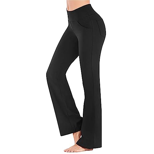 Flared Leggings Damen High Waist Schlaghose Einfarbig Blickdicht Yogahose Bauchkontrolle Schmale Passform Schlag Leggings Curvy Bootcut Sporthose Jogginghose Tanzhose Jazzpants von Generic
