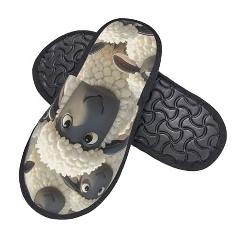 Flauschig Baumwolle Hausschuhe Cartoon Schwarz-Weißes Schaf Filzpantoffeln Weiche Plüsch Puschen Für Reisen, Gäste, Männer L von Generic