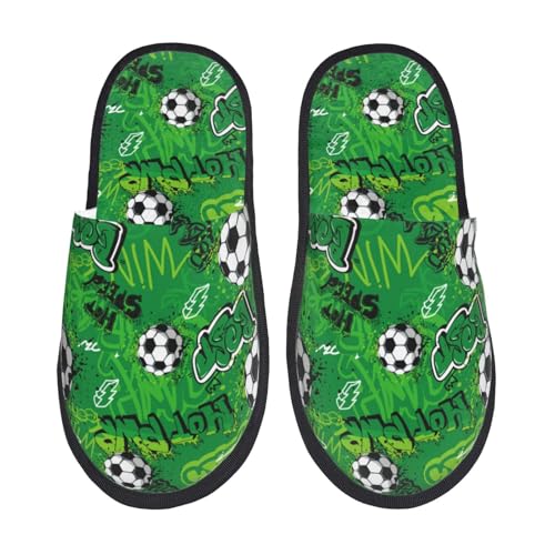 Flauschig Hüttenschuhe Cooler Grüner Fußball Filzpantoffeln Weiche Plüsch Puschen Für Zuhause, Gäste, Reisen M von Generic