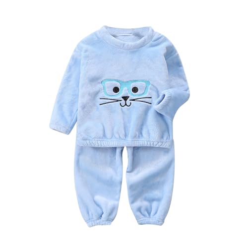 Flauschige Schlafanzug - Hausanzug Kinder MäDchen Kuschelig Pyjama Jungen Zweiteiler Winter Warm Weihnachten Pyjama - Hauskleidung Anzug Kapuze Pullover Hose Set Warme Winter NachtwäSche Lose von Generic