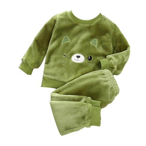 Flauschige Schlafanzug - Hausanzug Kinder MäDchen Kuschelig Pyjama Jungen Zweiteiler Winter Warm Weihnachten Pyjama - Hauskleidung Anzug Kapuze Pullover Hose Set Warme Winter NachtwäSche Lose von Generic