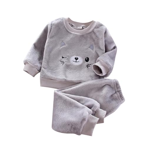 Flauschige Schlafanzug - Hausanzug Kinder MäDchen Kuschelig Pyjama Jungen Zweiteiler Winter Warm Weihnachten Pyjama - Hauskleidung Anzug Kapuze Pullover Hose Set Warme Winter NachtwäSche Lose von Generic