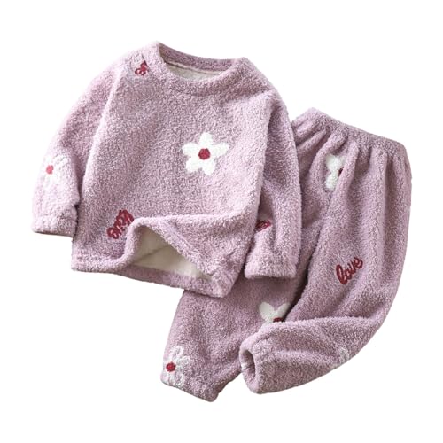 Flauschige Schlafanzug - Hausanzug Kinder MäDchen Kuschelig Pyjama Jungen Zweiteiler Winter Warm Weihnachten Pyjama - Hauskleidung Anzug Kapuze Pullover Hose Set Warme Winter NachtwäSche Lose von Generic