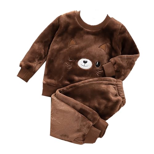 Flauschige Schlafanzug - Hausanzug Kinder MäDchen Kuschelig Pyjama Jungen Zweiteiler Winter Warm Weihnachten Pyjama - Hauskleidung Anzug Kapuze Pullover Hose Set Warme Winter NachtwäSche Lose von Generic