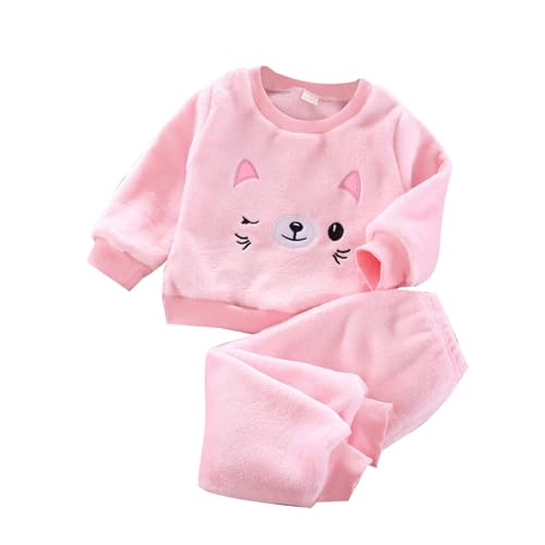 Flauschige Schlafanzug - Hausanzug Kinder MäDchen Kuschelig Pyjama Jungen Zweiteiler Winter Warm Weihnachten Pyjama - Hauskleidung Anzug Kapuze Pullover Hose Set Warme Winter NachtwäSche Lose von Generic