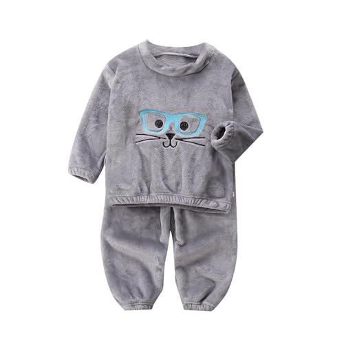 Flauschige Schlafanzug - Hausanzug Kinder MäDchen Kuschelig Pyjama Jungen Zweiteiler Winter Warm Weihnachten Pyjama - Hauskleidung Anzug Kapuze Pullover Hose Set Warme Winter NachtwäSche Lose von Generic