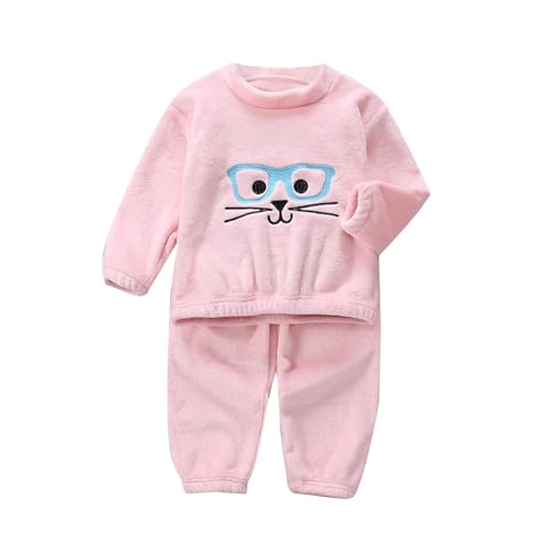 Flauschige Schlafanzug - Hausanzug Kinder MäDchen Kuschelig Pyjama Jungen Zweiteiler Winter Warm Weihnachten Pyjama - Hauskleidung Anzug Kapuze Pullover Hose Set Warme Winter NachtwäSche Lose von Generic