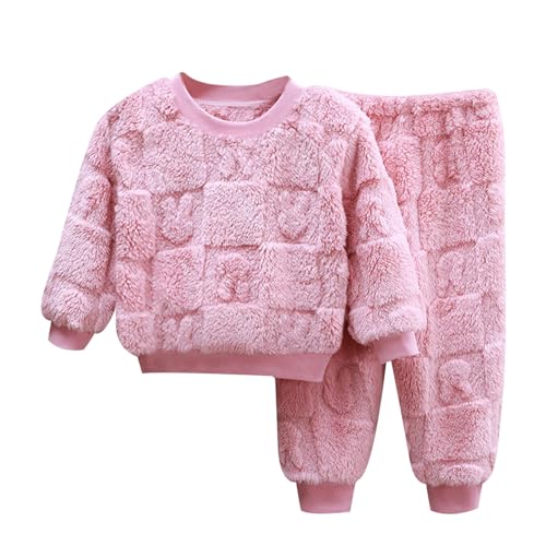 Flauschige Schlafanzug Kinder Jungen Mädchen Schlafanzüge Warme Fleece Pyjama Set Kleinkind Winter Langarm Hausanzug Nachtwäsche Pjs Mit Lange Oberteile Und Hosen Lose von Generic