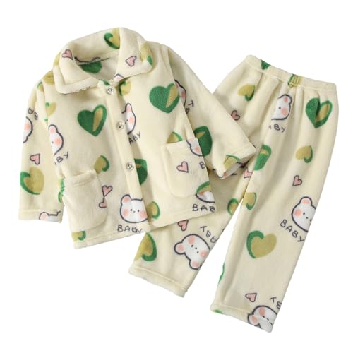 Flauschige Schlafanzug Kinder Jungen Mädchen Schlafanzüge Warme Fleece Pyjama Set Kleinkind Winter Langarm Hausanzug Nachtwäsche Pjs Mit Lange Oberteile Und Hosen Lose von Generic