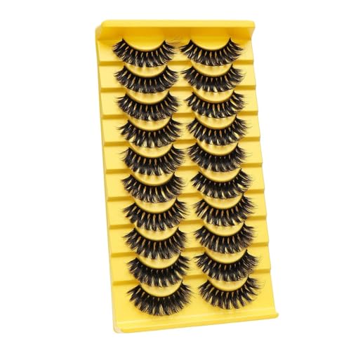 Flauschige -Wimpern, Wispy-Lash-Verlängerungs-Cluster, DIY-Wimpernverlängerungen, 20 Stück, natürliche Wimpern-Cluster, flauschige einzelne Wimpern Eyeliner Stempel (Yellow, One Size) von Generic