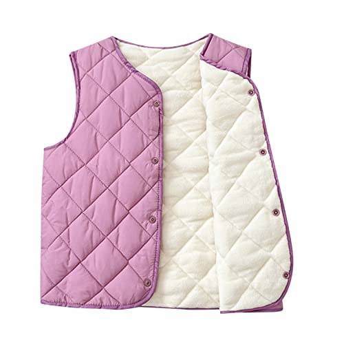 Fleece Gefütterte Kinderweste Kleinkind Leichte Steppweste Baumwolle Weste Ärmelloser Fleecejacke Leichte Winter Warme Mantel Open Front Übeergangsweste Jungen Mädchen Softshell Weste (Purple, 100) von Generic