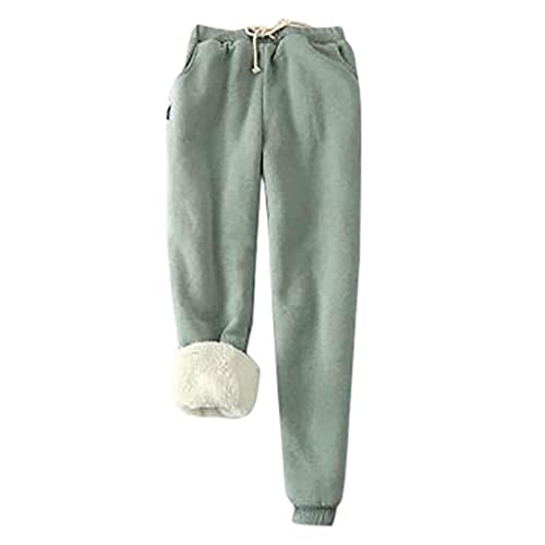 Fleece Hose Damen Jogginghose Warme Gefüttert Teddy Fleece Freizeithose Sweatpants Winter Verdickte SporthosenJogger Hose Kordelzug Traininghose mit Tasche Sweathose Sweatpants Pants von Generic