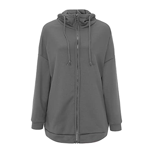 Fleece Langjacke Damen Kapuzenjacke Große Größen Hoodies Sweatjacke Reißverschluss Übergroßer Freizeit Sweatshirt Plüsch Gefüttert Herbst Winter Jakce mit Kapuze von Generic
