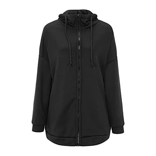Fleece Langjacke Damen Kapuzenjacke Große Größen Hoodies Sweatjacke Reißverschluss Übergroßer Freizeit Sweatshirt Plüsch Gefüttert Herbst Winter Jakce mit Kapuze von Generic
