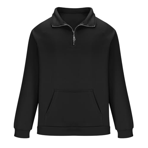 Fleece Pullover Herren Winter Microfleece Sweatshirt Halber Reißverschluss Tops Rollkragen Langarmshirt Einfarbig Winterpullover Große Größen Fleecepullover Warm Oberteile Leicht Pulli Arbeitspullover von Generic