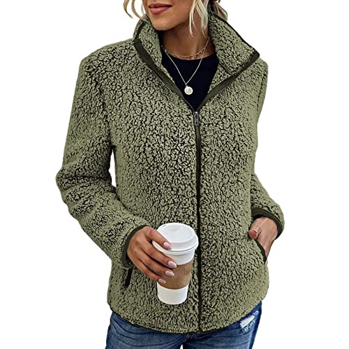 Black Friday Angebote 2024 Ab Wann Fleecejacke Damen,Dicke Winterjacke Jeansmantel Karo Hemdjacke Winterjacke Kaufen Leichte Steppjacken Dope Jacke Shirt Unter Blazer Blazer(Armeegrün,M) von Generic