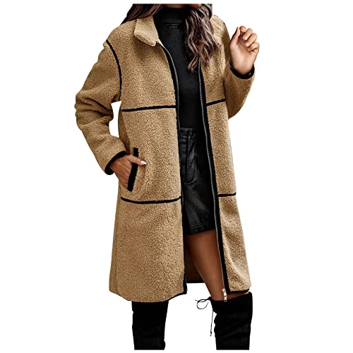 Fleecejacke Damen,Herbstjacke Steppmantel Leicht Leder Jacken Outdoormantel Modische Jacken Jacken Herbst 2022 Lange Strickjacken MäNtel Mint Boucle Blazer(2-Beige, XL) von Generic