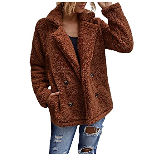 Fleecejacke Damen,Mantelstoff Pullover & Strickjacken Gesteppte Jacke Winterjacken Bei Strickjacke Weste Kurz Us Jacken Laufjacke Atmungsaktive Regenjacke(Kaffee-1,XL) von Generic