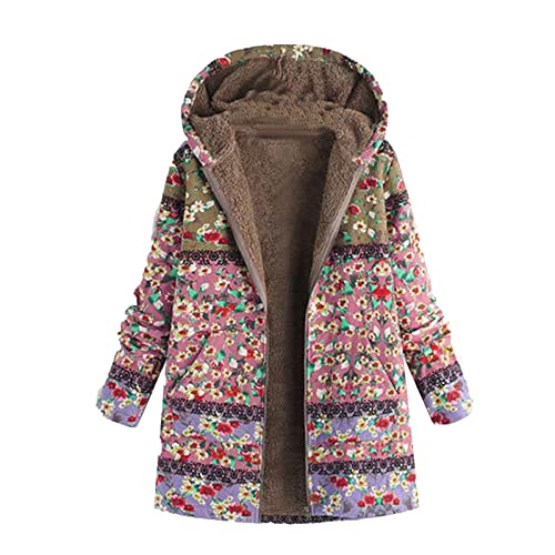 Fleecejacke Damen,Outdoor Jacke Strick Cardigan Gute Winterjacken Eleganter Wintermantel Winter Daunenmantel Daunenmantel Leicht Schusssichere Weste Kunstleder Jacken Biker(4-Rosa,L) von Generic